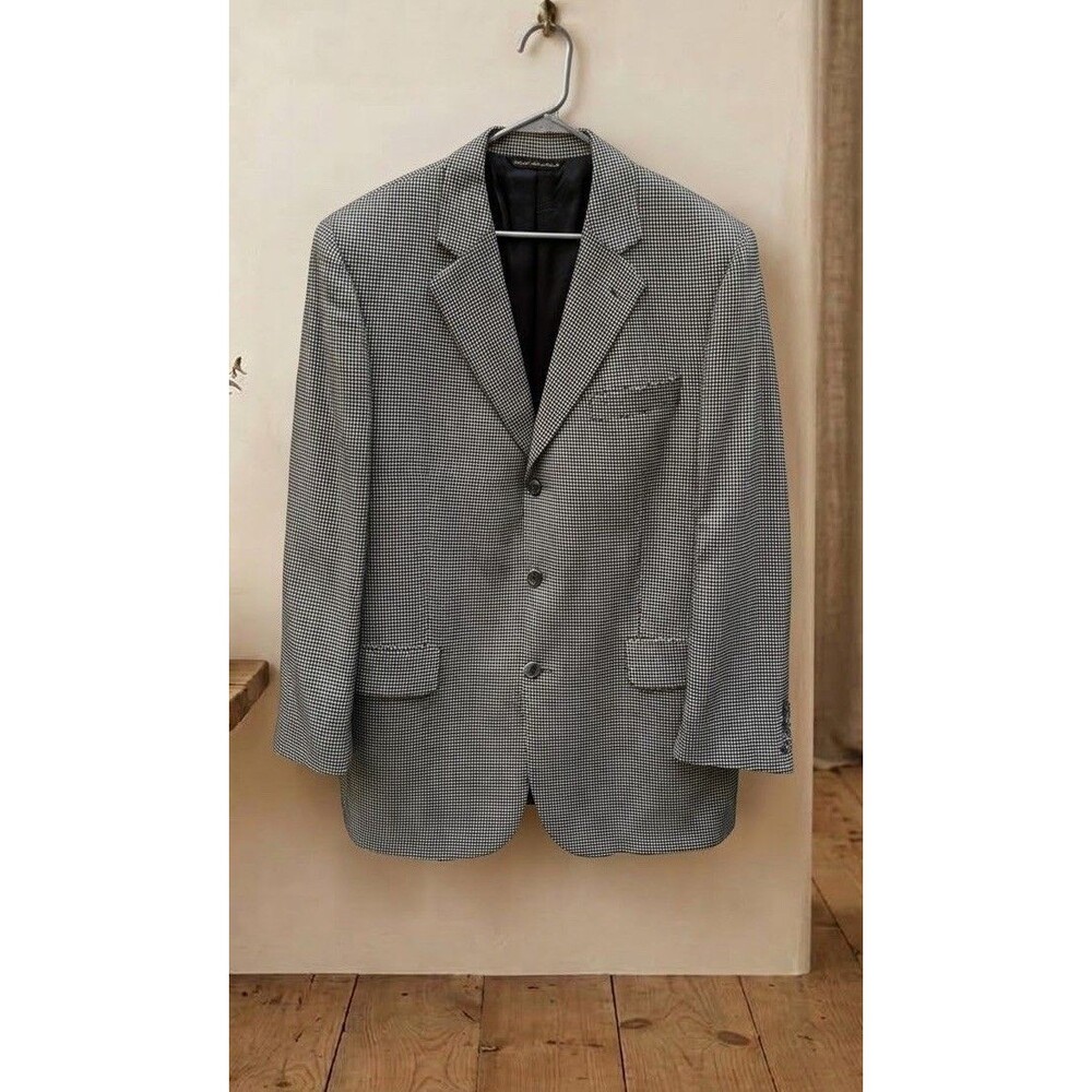 VALENZA Loro Piana 100% Cashmere Houndstooth Blazer Mens 44R Sport Coat Canada